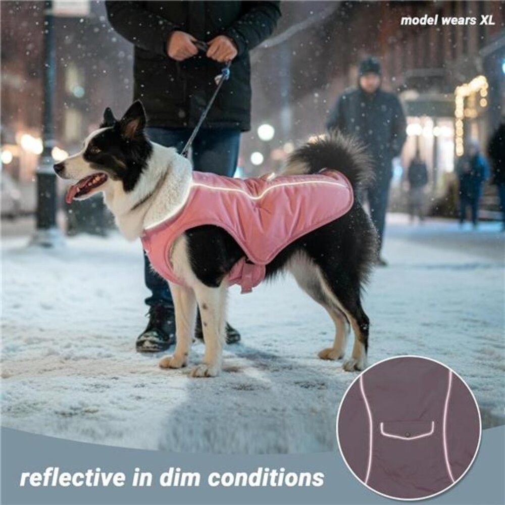 Dog Winter Coat - Warm Dog Clothes Rain Snow Wind Cold Weather Reflective Small - Picture 6 of 8